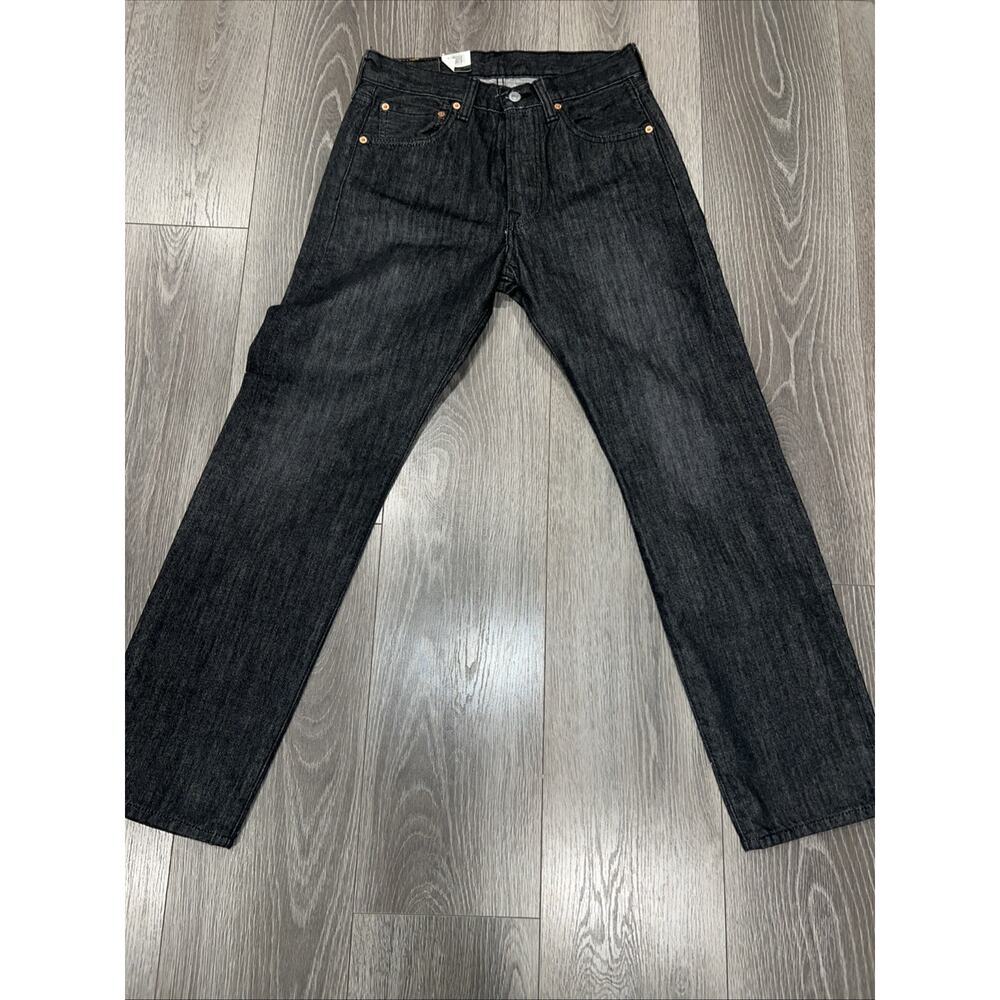 NEW Levis 501 Classic Straight BUTTON FLY 30x30 Stretch Denim Jeans Black